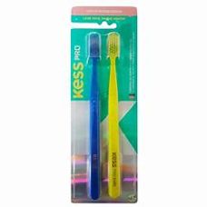 Escova Dental Kess Pro Extra Macia Cores Sortidas com 2 Unidades + Capa Protetora