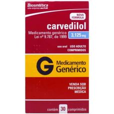 Carvedilol Biosintetica 3,125mg com 30 comprimidos