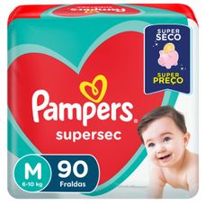 Fralda Pampers Supersec Jumbo Tamanho M com 90 Unidades