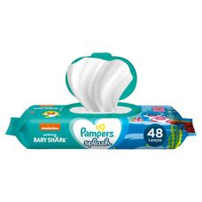 Lenço Umedecido Pampers Splash Baby Shark com 48 Unidades