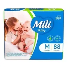 Fralda Mili Baby Giga Tamanho M com 88 Unidades