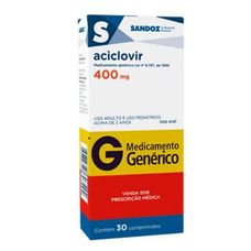 Aciclovir Sandoz 400mg com 30 comprimidos