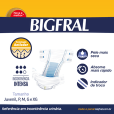 Fralda Geriátrica Bigfral Derma Plus Adulto Xg com 7 Unidades