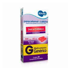 Paracetamol+ Cafeína Ems 500mg+ 65mg com 20 comprimidos