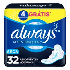 Absorvente Always Noturno Noites Tranquilas Seca com Abas 32 Unidades
