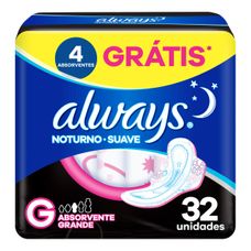 Absorventealways Noturno Noites Tranquilas Suave com Abas 32 Unidades