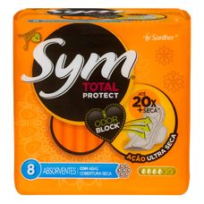 Absorvente Sym Total Protect Cobertura Ultra Seca com Abas com 8 Unidades