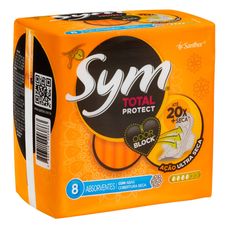 Absorvente Sym Total Protect Cobertura Ultra Seca com Abas com 8 Unidades