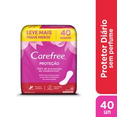 Protetor Diário Carefree Proteção Sem Perfume 40 Unidades