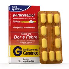 Paracetamol Neo Química 750mg com 20 comprimidos