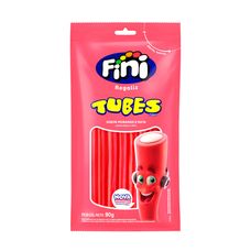 Balas de Gelatina Fini Tubes de Morango Doce 80g