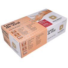 Luva Vinil Descarpack Sem Pó Tamanho G com 100 Unidades
