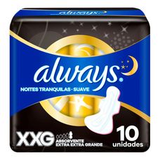 Absorvente Always Noites Tranquilas Seca com Abas Hiper Longo 10 Unidades