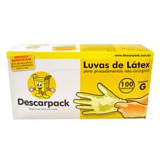Luva Cirúrgica Descarpack Tamanho G com Pó com 100 Unidades