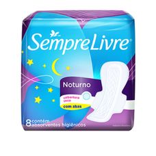 Absorvente Sempre Livre Adapt Plus Noite E Dia Cobertura Seca com Abas 8 Unidades