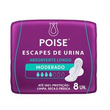 Protetor Diario Poise Longo Absorcao Moderado 8 Unidades