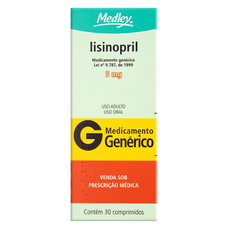 Lisinopril Medley 5mg com 30 comprimidos