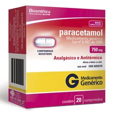 Paracetamol Biosintetica 750mg com 20 comprimidos
