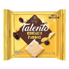Chocolate Talento Mini Branco Cereais E Passas 25g