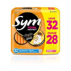 Absorvente Sym com Abas Total Protect Seca Odor Block Leve 32 E Pague 28 Unidades