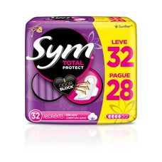 Absorvente Sym com Abas Total Protect Suave Odor Block Leve 32 E Pague 28 Unidades