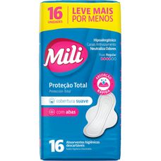 Absorvente Mili Conforto Total com Abas Suave Leve 16 Pague 14