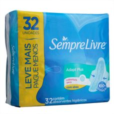 Absorvente Sempre Livre Adapt Plus Seca com Abas com 32 Unidades