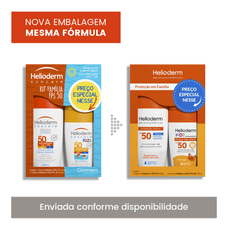 Kit Protetor Solar Família Helioderm Corporal Adulto Fps 50 200ml + Infantil Hipoalergênico Fps 50 120ml