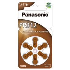 Bateria Panasonic Para Aparelho Auditivo com 06 Pr312H