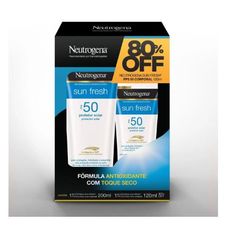 Kit Protetor Solar  Neutrogena Sun Fresh Fps 50 200ml + 1 Protetor Solar  Neutrogena Sun Fresh Fps 50 120ml 80%  Off