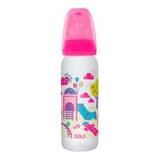Mamadeira Lillo Divertida Bico de Silicone Ortodôntico +6 Meses Rosa 240ml