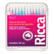 Cotonetes Ricca Hastes Flexíveis Travel Pack com 50 Unidades
