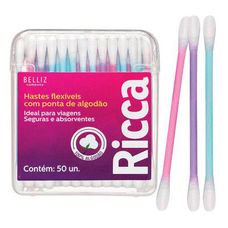 Cotonetes Ricca Hastes Flexíveis Travel Pack com 50 Unidades