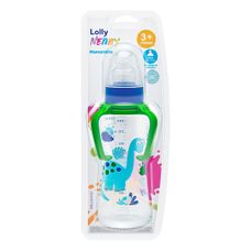 Mamadeira Lolly Tricolor com Alça Silicone Ortodôntico Azul 250ml