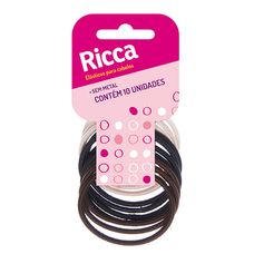 Elástico Para Cabelo Ricca Sem Metal Basics Fashion 3Mm com 10 Unidades
