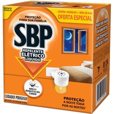 Repelente Elétrico líquido Sbp 45 Noites+ Refil 35ml+ Aparelho