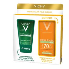 Protetor Solar Vichy Idéal Soleil Fps70 + Gel de Limpeza Profunda Normaderm 40g 40g