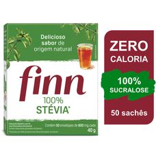 Adoçante Finn Stevia 100% Pó com 50 Sachês 8g