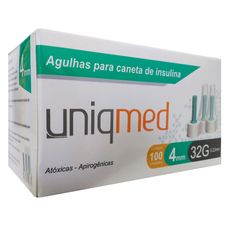 Agulha Uniqmed Ultra Fine Caneta 4Mm com 100 Unidades