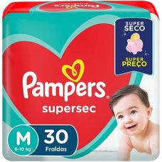 Fralda Descartável Pampers Supersec Pacotão Tamanho M Com 30 Unidades