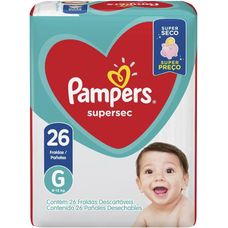 Fralda Pampers Supersec Pacotão G com 26 Unidades