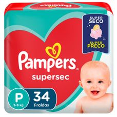 Fralda Pampers Supersec Pacotão P com 34 Unidades