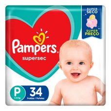 Fralda Pampers Supersec Pacotão P com 34 Unidades