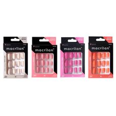 Unhas Postiças Macrilan Coloridas com 12 Peças