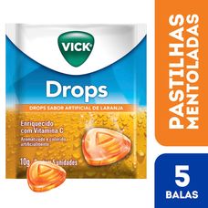 Pastilha Drops Vick Laranja com 5 Unidades 10g