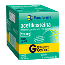 Acetilcisteina Eurofarma 200mg 16 envelopes