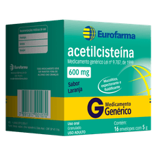 Acetilcisteina Eurofarma 600mg com 16 envelopes