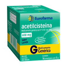Acetilcisteina Eurofarma 600mg com 16 envelopes