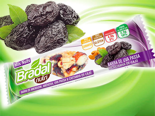 Barra Bradal Nutri Uva Passa E Amendoim Nuts 30g - Natus farma