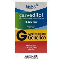 Carvedilol Biolab 3,12mg com 30 comprimidos